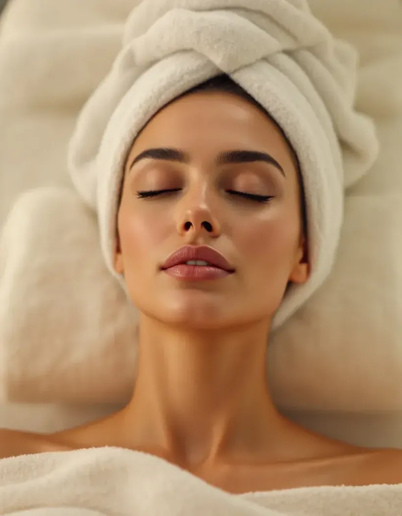 A client reclined mid-treatment during microneedling at Perfecta by Marina Stejar in Scottsdale AZ