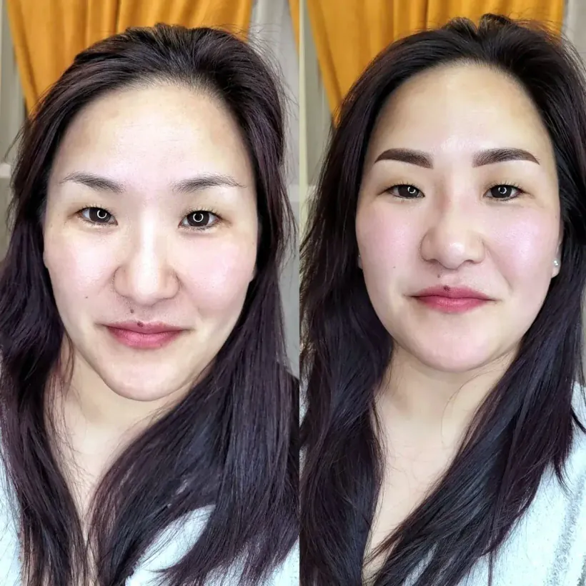 Brow shape correction · before and after — permanent makeup by Marina Stejar, Scottsdale AZ