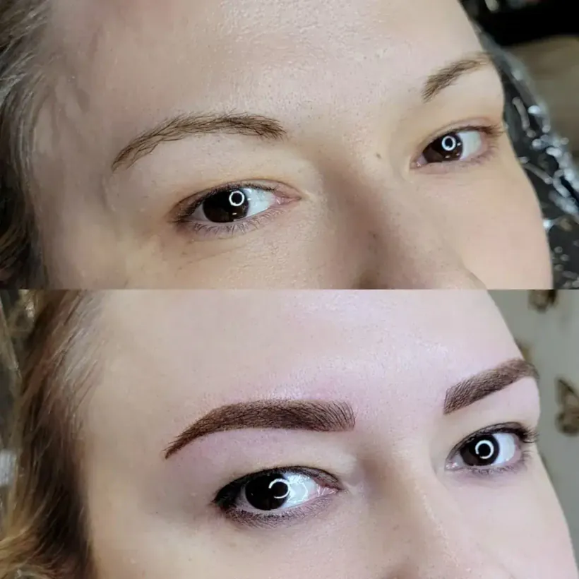 Brow tail reshape · before and after — permanent makeup by Marina Stejar, Scottsdale AZ