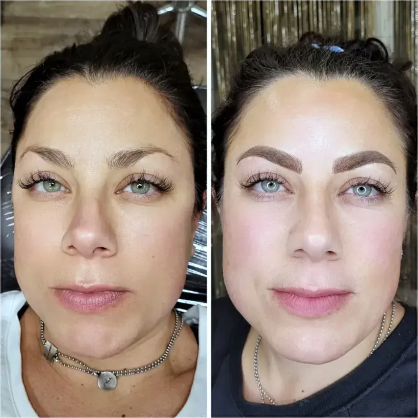 Brows · before and after dark hair — permanent makeup by Marina Stejar, Scottsdale AZ