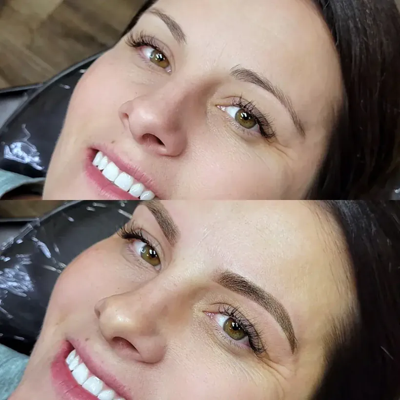 Brows · before and after fair skin — permanent makeup by Marina Stejar, Scottsdale AZ