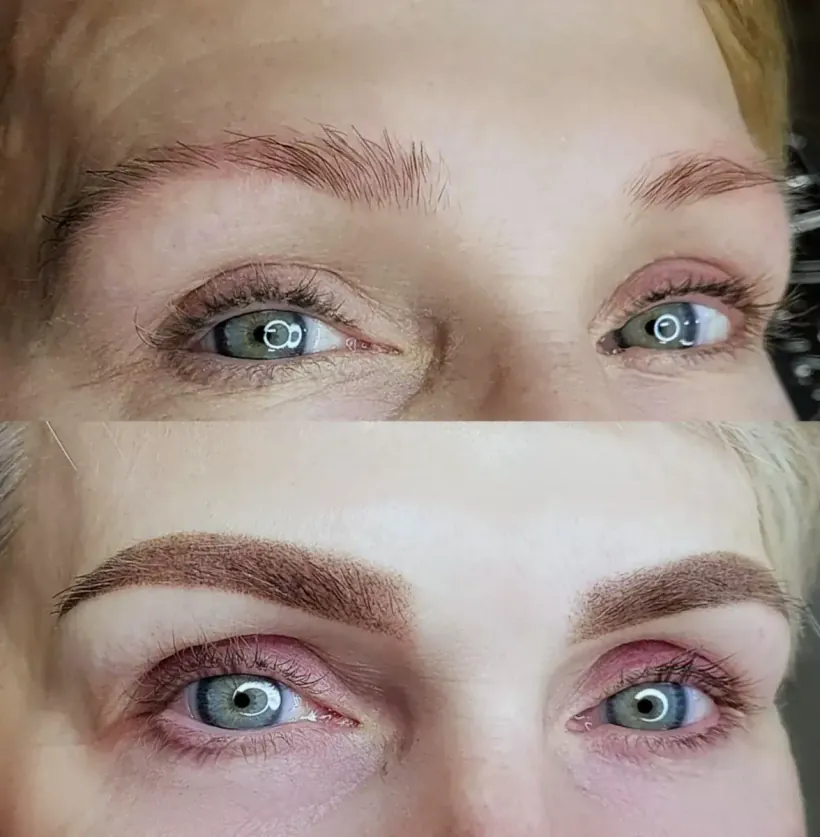 Brows · before and after healed comparison — permanent makeup by Marina Stejar, Scottsdale AZ
