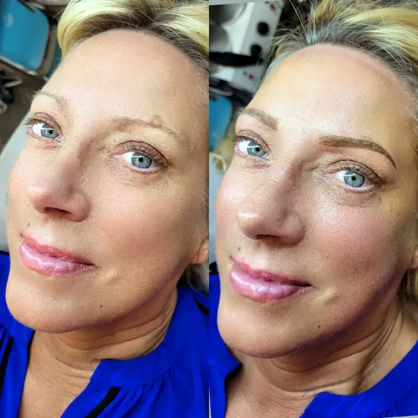 Combination brows · before and after — permanent makeup by Marina Stejar, Scottsdale AZ