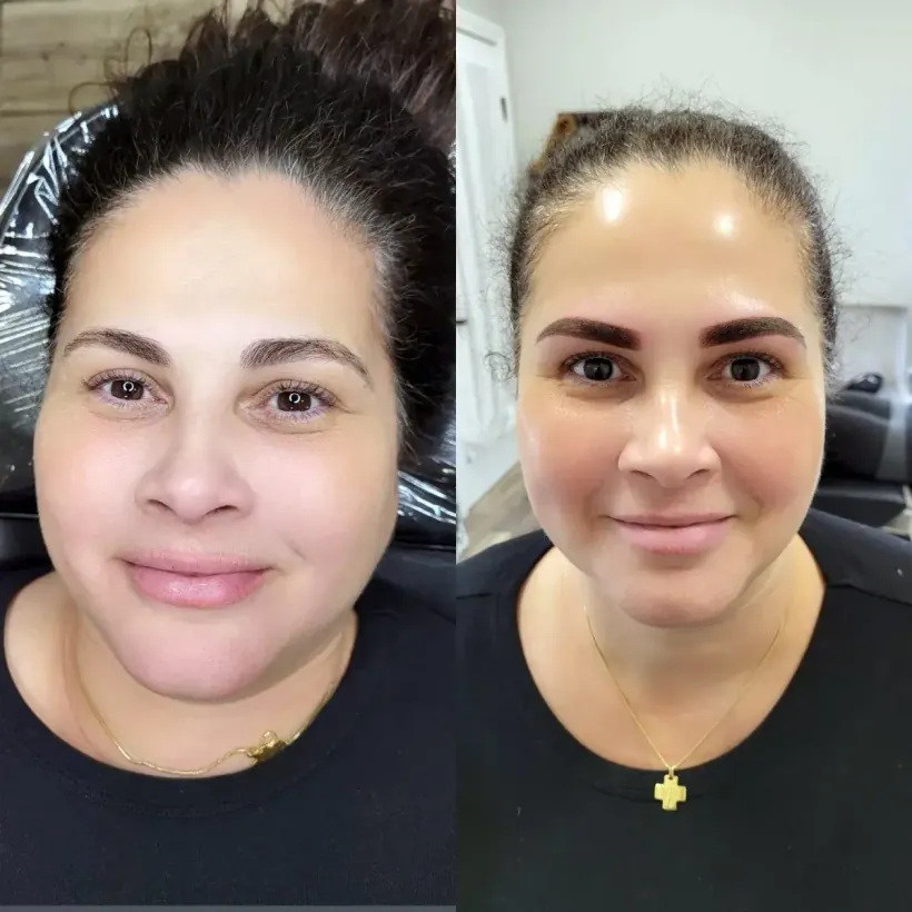 Powder brows · before and after full face — permanent makeup by Marina Stejar, Scottsdale AZ