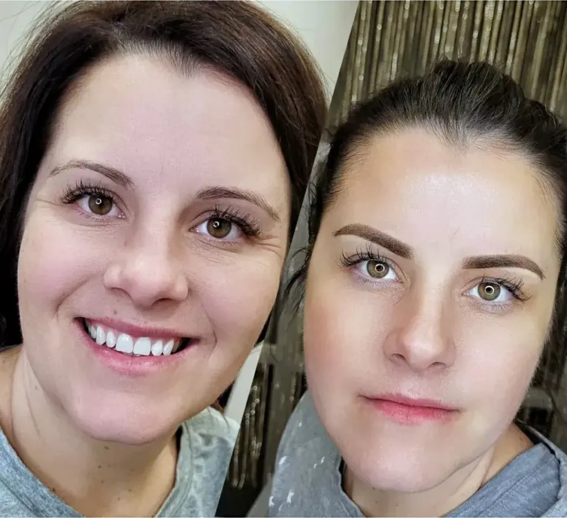 Powder brows · before and after — permanent makeup by Marina Stejar, Scottsdale AZ