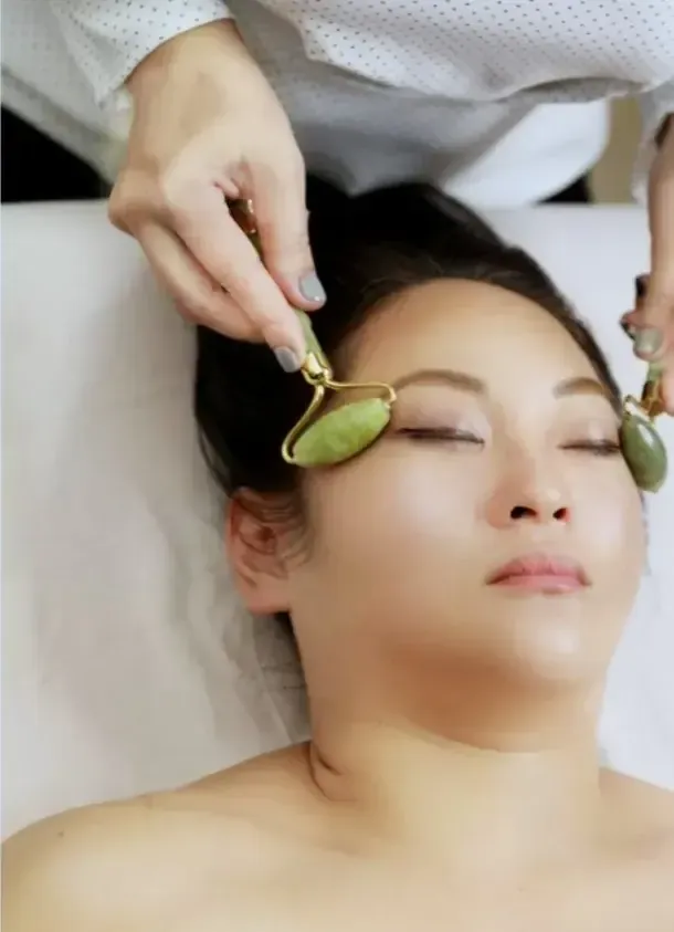 Facial massage as the finishing step of an advanced facial in a private North Scottsdale treatment room